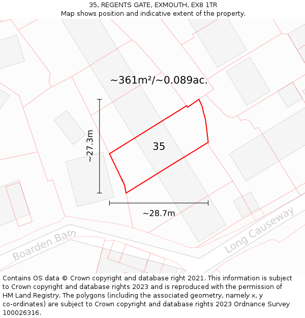 35, REGENTS GATE, EXMOUTH, EX8 1TR: Plot and title map