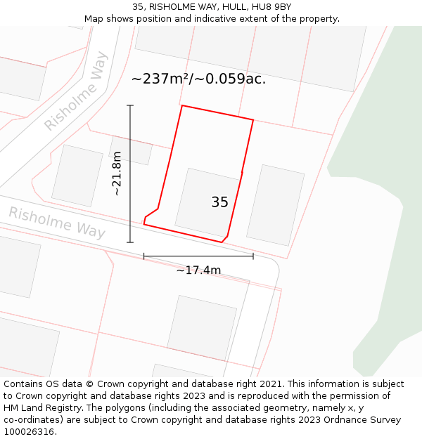 35, RISHOLME WAY, HULL, HU8 9BY: Plot and title map