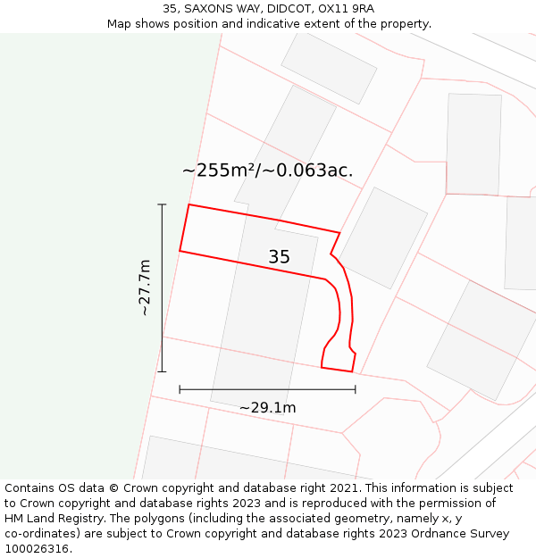 35, SAXONS WAY, DIDCOT, OX11 9RA: Plot and title map