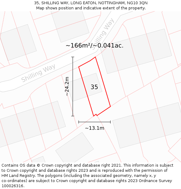 35, SHILLING WAY, LONG EATON, NOTTINGHAM, NG10 3QN: Plot and title map