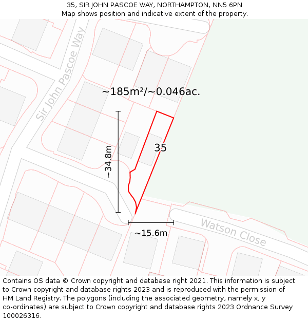 35, SIR JOHN PASCOE WAY, NORTHAMPTON, NN5 6PN: Plot and title map