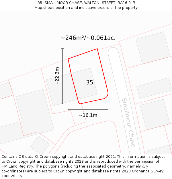 35, SMALLMOOR CHASE, WALTON, STREET, BA16 9LB: Plot and title map