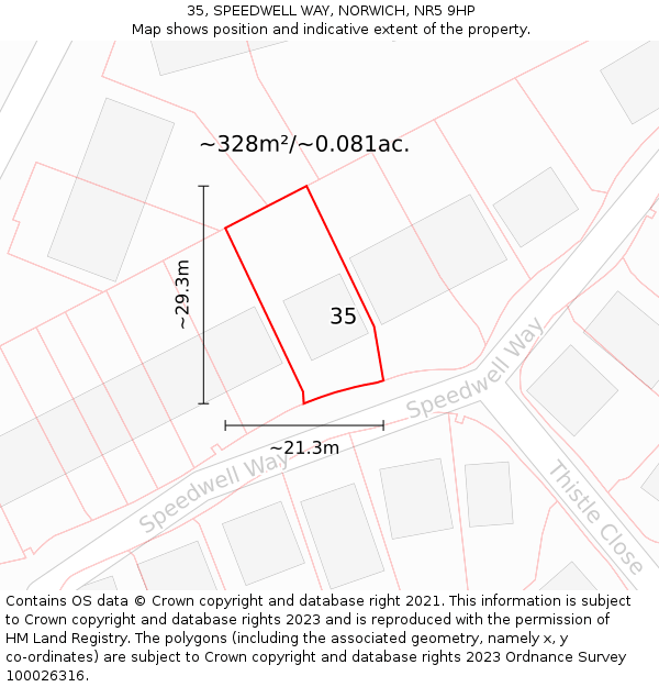 35, SPEEDWELL WAY, NORWICH, NR5 9HP: Plot and title map