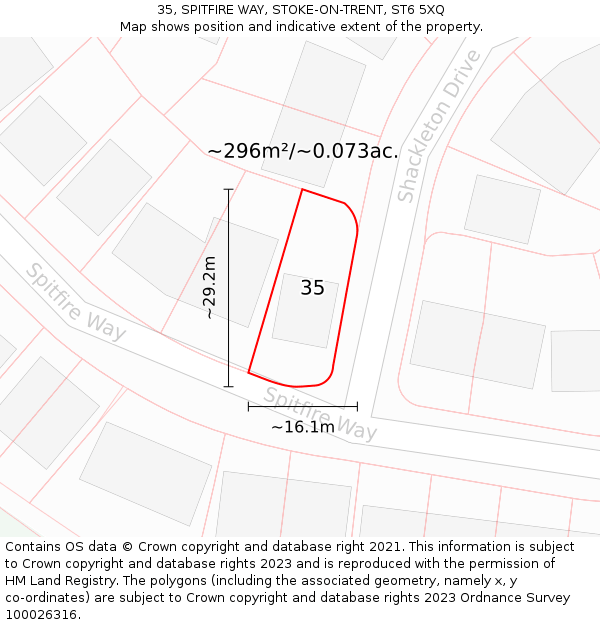 35, SPITFIRE WAY, STOKE-ON-TRENT, ST6 5XQ: Plot and title map