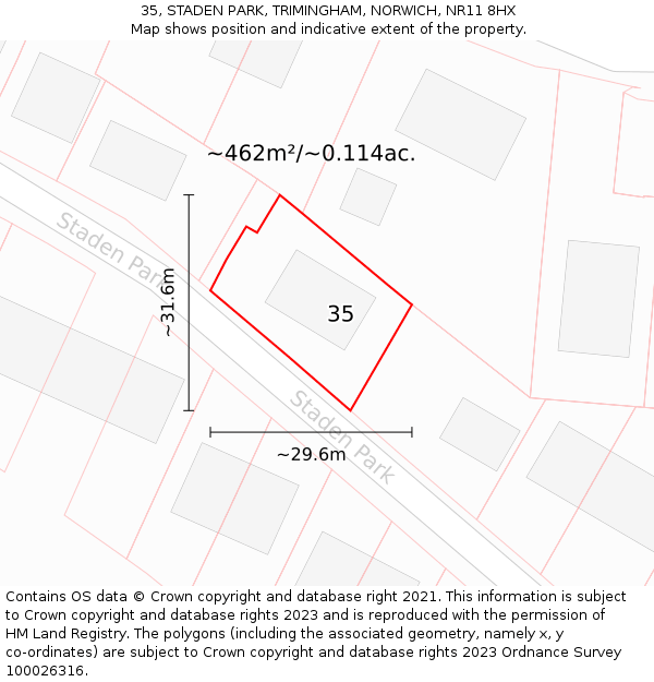 35, STADEN PARK, TRIMINGHAM, NORWICH, NR11 8HX: Plot and title map