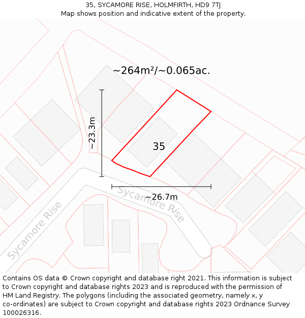 35, SYCAMORE RISE, HOLMFIRTH, HD9 7TJ: Plot and title map
