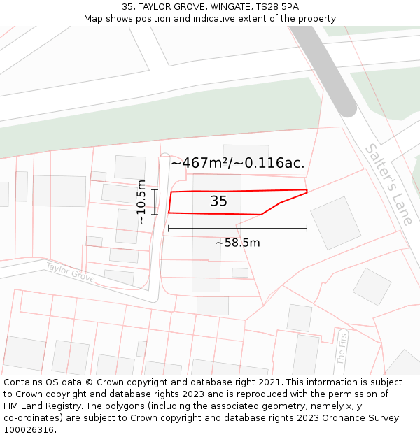 35, TAYLOR GROVE, WINGATE, TS28 5PA: Plot and title map