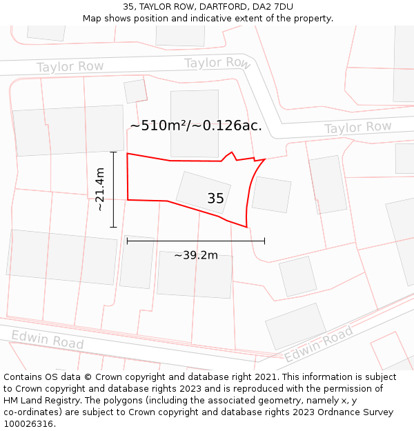 35, TAYLOR ROW, DARTFORD, DA2 7DU: Plot and title map