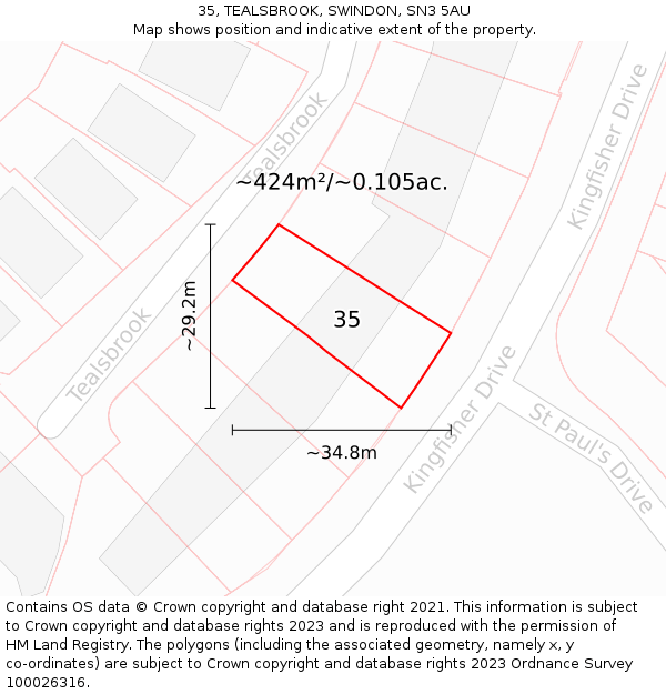 35, TEALSBROOK, SWINDON, SN3 5AU: Plot and title map