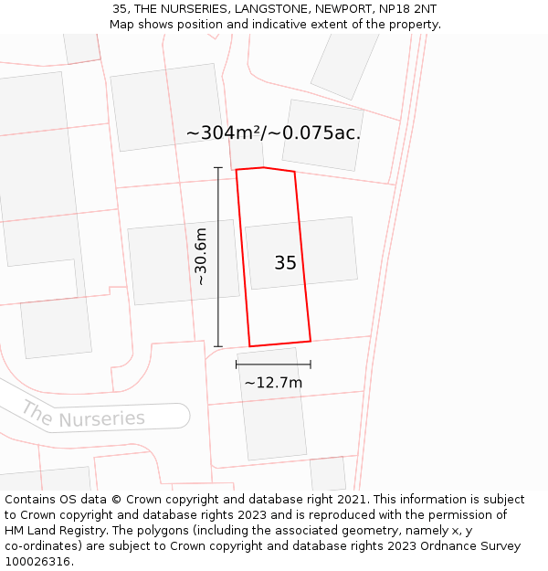 35, THE NURSERIES, LANGSTONE, NEWPORT, NP18 2NT: Plot and title map