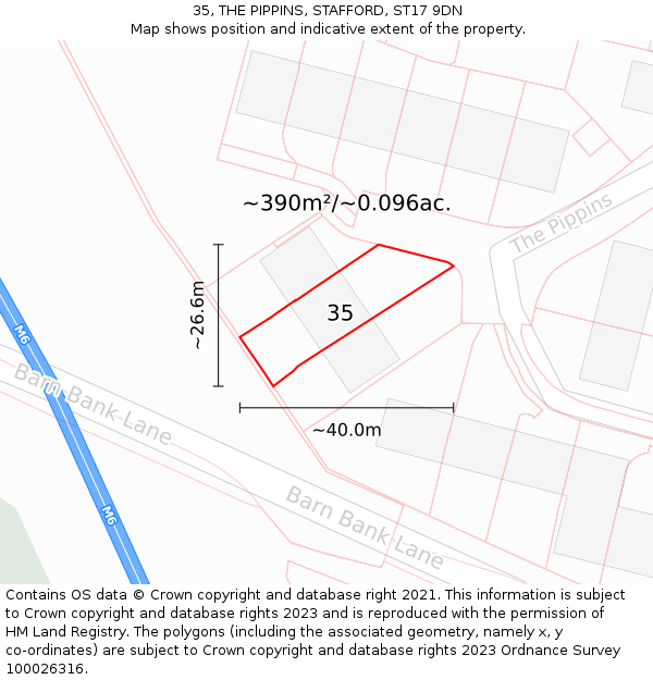35, THE PIPPINS, STAFFORD, ST17 9DN: Plot and title map