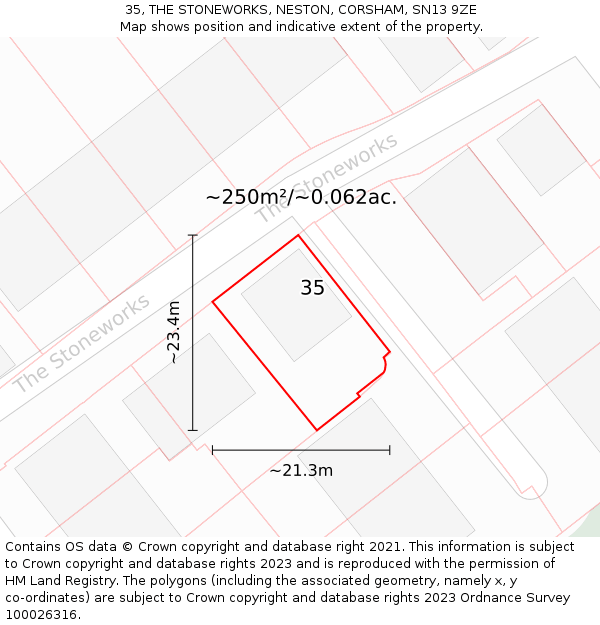 35, THE STONEWORKS, NESTON, CORSHAM, SN13 9ZE: Plot and title map