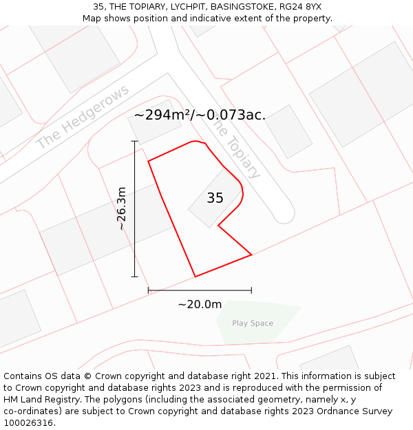 35, THE TOPIARY, LYCHPIT, BASINGSTOKE, RG24 8YX: Plot and title map