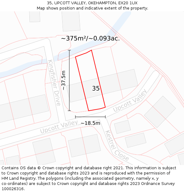35, UPCOTT VALLEY, OKEHAMPTON, EX20 1UX: Plot and title map