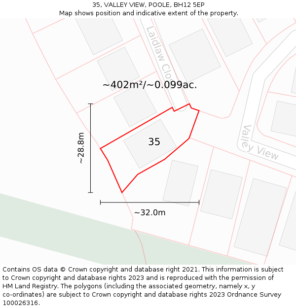 35, VALLEY VIEW, POOLE, BH12 5EP: Plot and title map