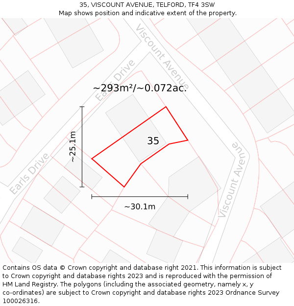 35, VISCOUNT AVENUE, TELFORD, TF4 3SW: Plot and title map