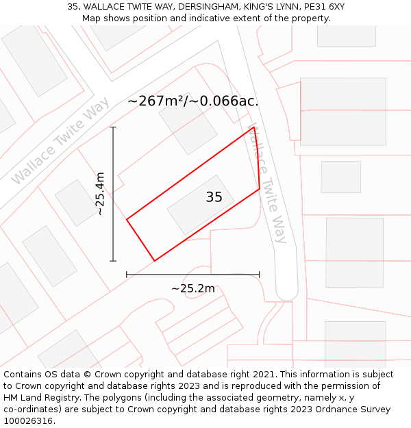 35, WALLACE TWITE WAY, DERSINGHAM, KING'S LYNN, PE31 6XY: Plot and title map