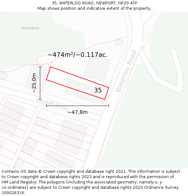 35, WATERLOO ROAD, NEWPORT, NP20 4FP: Plot and title map