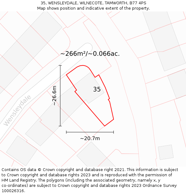 35, WENSLEYDALE, WILNECOTE, TAMWORTH, B77 4PS: Plot and title map
