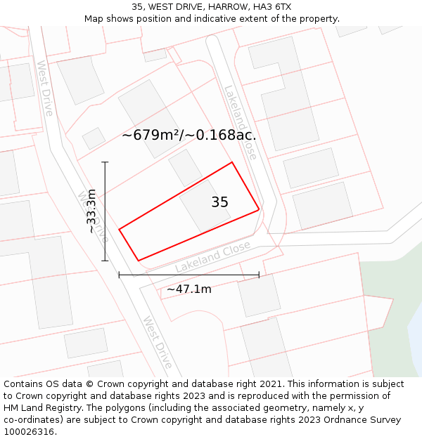 35, WEST DRIVE, HARROW, HA3 6TX: Plot and title map