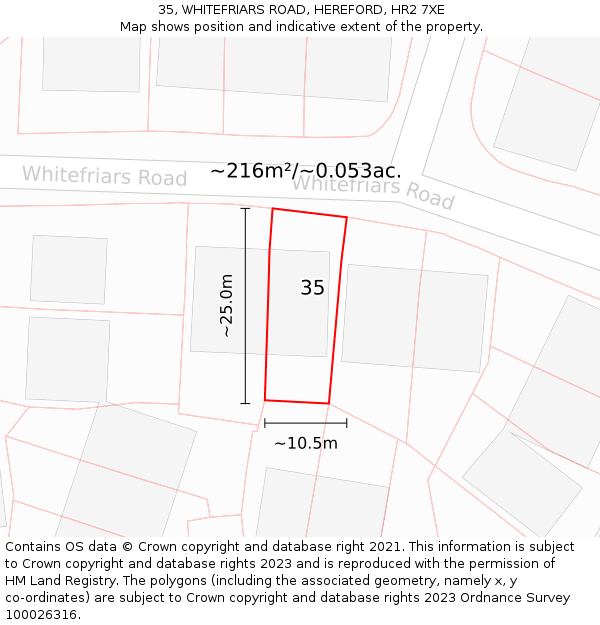 35, WHITEFRIARS ROAD, HEREFORD, HR2 7XE: Plot and title map