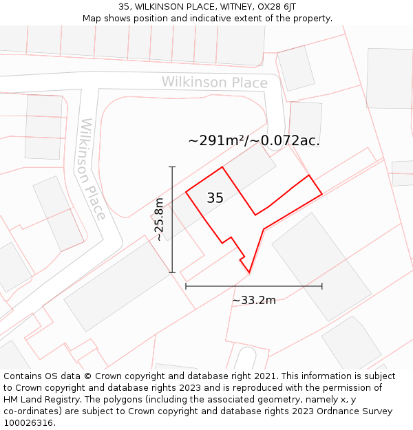 35, WILKINSON PLACE, WITNEY, OX28 6JT: Plot and title map