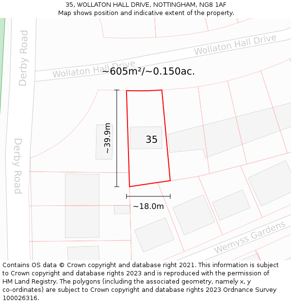 35, WOLLATON HALL DRIVE, NOTTINGHAM, NG8 1AF: Plot and title map