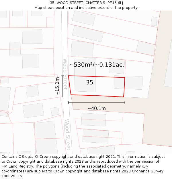 35, WOOD STREET, CHATTERIS, PE16 6LJ: Plot and title map