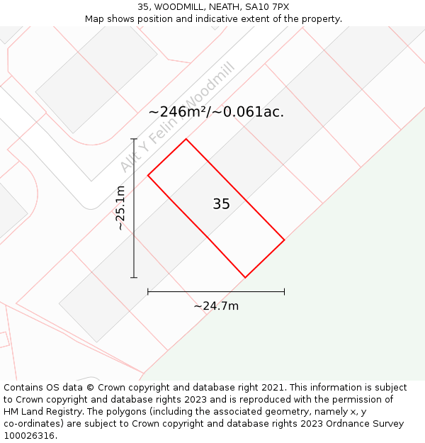 35, WOODMILL, NEATH, SA10 7PX: Plot and title map