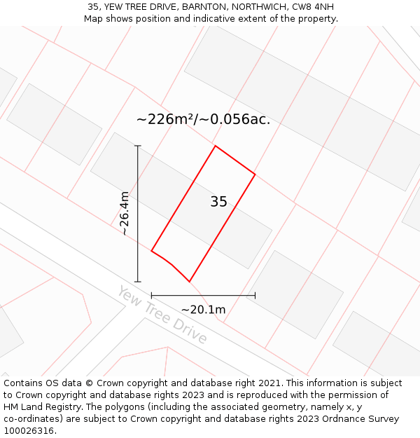 35, YEW TREE DRIVE, BARNTON, NORTHWICH, CW8 4NH: Plot and title map