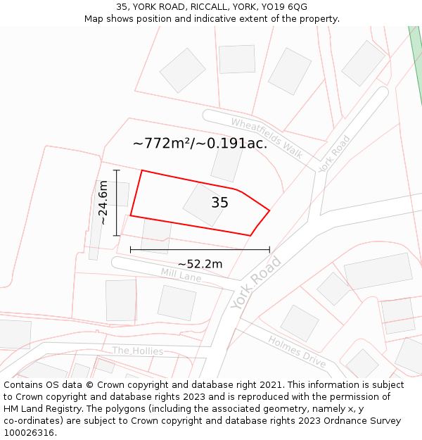 35, YORK ROAD, RICCALL, YORK, YO19 6QG: Plot and title map