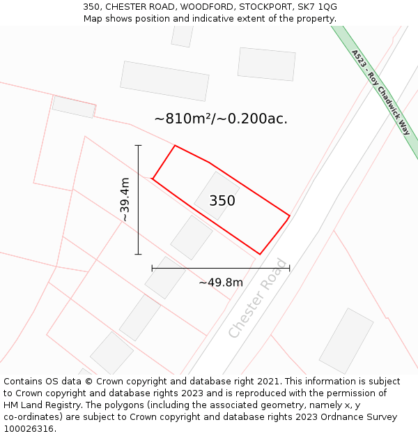 350, CHESTER ROAD, WOODFORD, STOCKPORT, SK7 1QG: Plot and title map