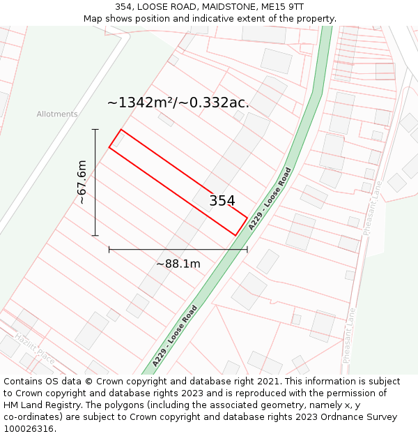 354, LOOSE ROAD, MAIDSTONE, ME15 9TT: Plot and title map