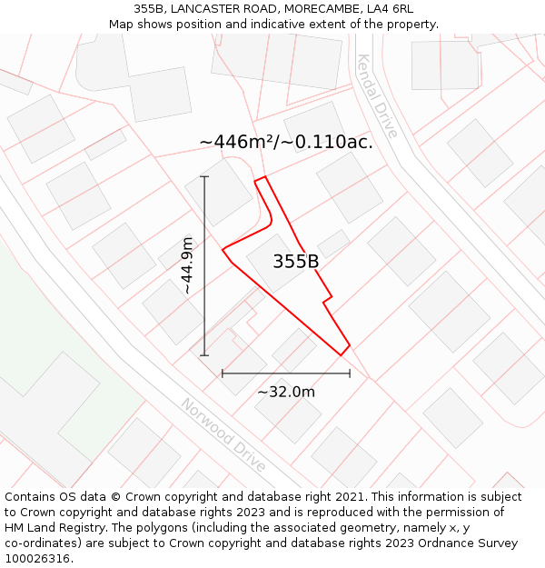 355B, LANCASTER ROAD, MORECAMBE, LA4 6RL: Plot and title map