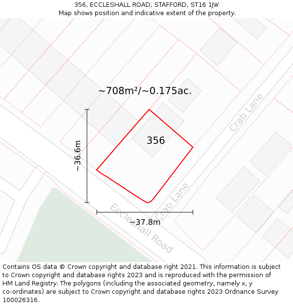 356, ECCLESHALL ROAD, STAFFORD, ST16 1JW: Plot and title map