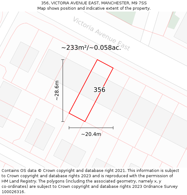 356, VICTORIA AVENUE EAST, MANCHESTER, M9 7SS: Plot and title map