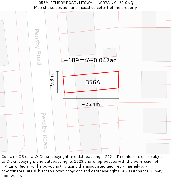 356A, PENSBY ROAD, HESWALL, WIRRAL, CH61 9NQ: Plot and title map