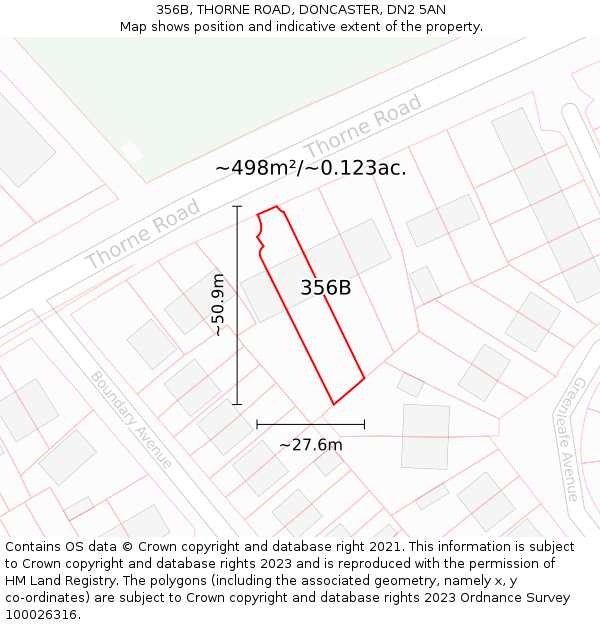 356B, THORNE ROAD, DONCASTER, DN2 5AN: Plot and title map