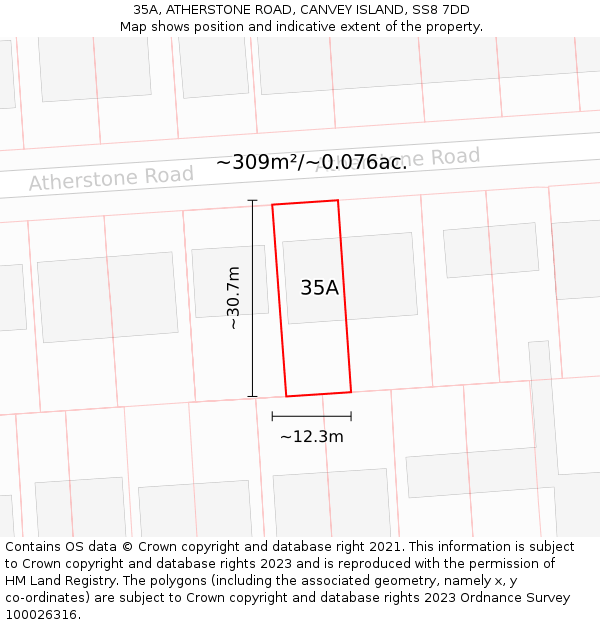 35A, ATHERSTONE ROAD, CANVEY ISLAND, SS8 7DD: Plot and title map