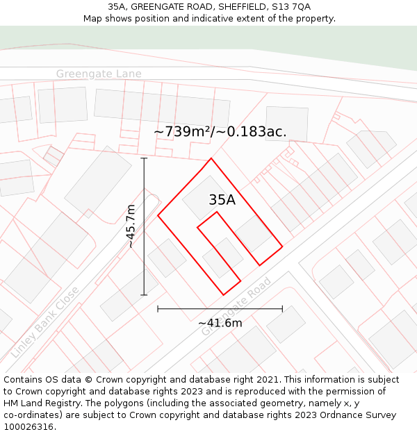 35A, GREENGATE ROAD, SHEFFIELD, S13 7QA: Plot and title map