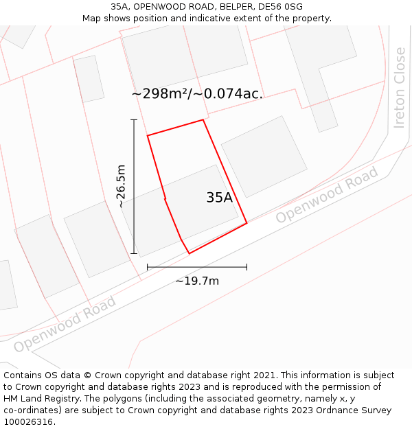 35A, OPENWOOD ROAD, BELPER, DE56 0SG: Plot and title map