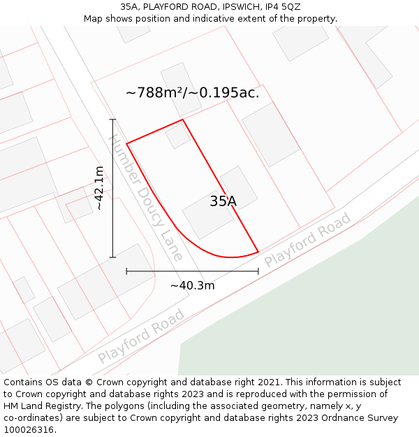 35A, PLAYFORD ROAD, IPSWICH, IP4 5QZ: Plot and title map
