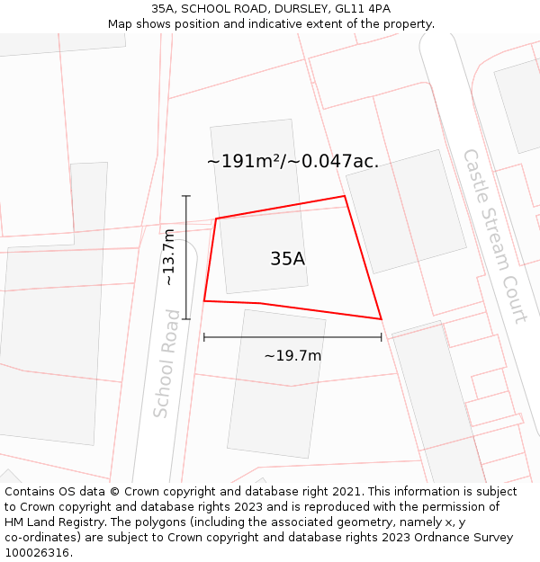 35A, SCHOOL ROAD, DURSLEY, GL11 4PA: Plot and title map