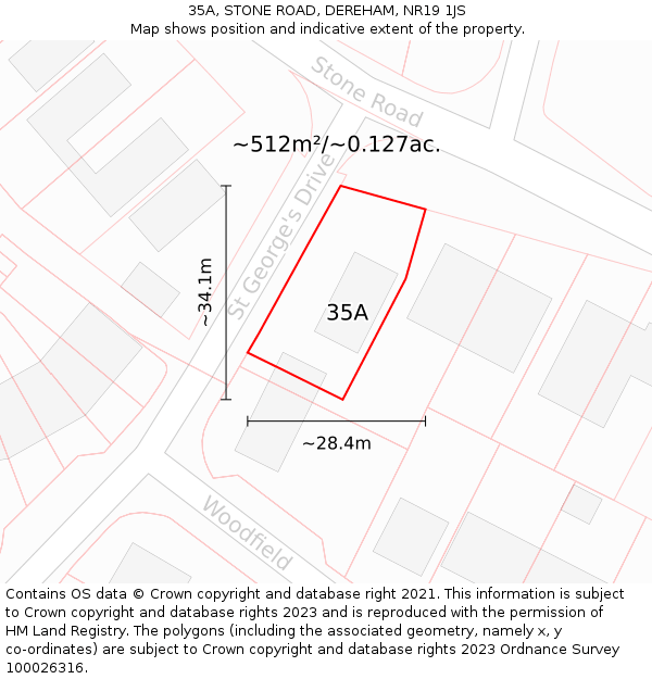 35A, STONE ROAD, DEREHAM, NR19 1JS: Plot and title map