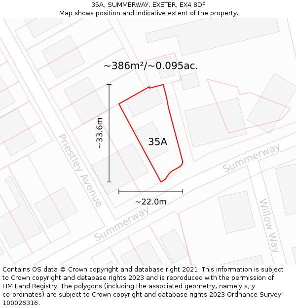 35A, SUMMERWAY, EXETER, EX4 8DF: Plot and title map