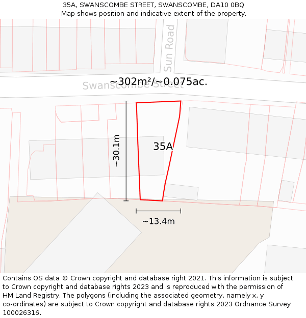 35A, SWANSCOMBE STREET, SWANSCOMBE, DA10 0BQ: Plot and title map