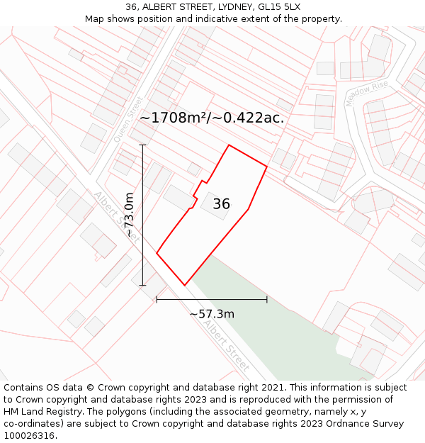 36, ALBERT STREET, LYDNEY, GL15 5LX: Plot and title map