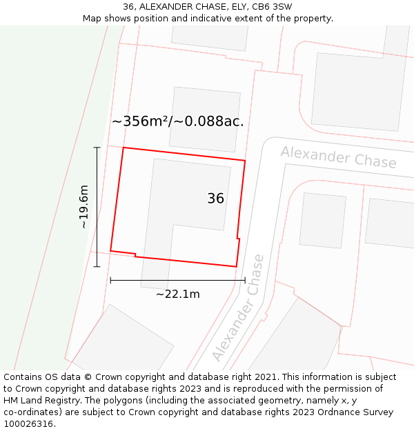 36, ALEXANDER CHASE, ELY, CB6 3SW: Plot and title map