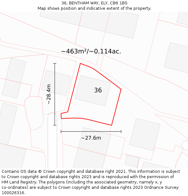 36, BENTHAM WAY, ELY, CB6 1BS: Plot and title map