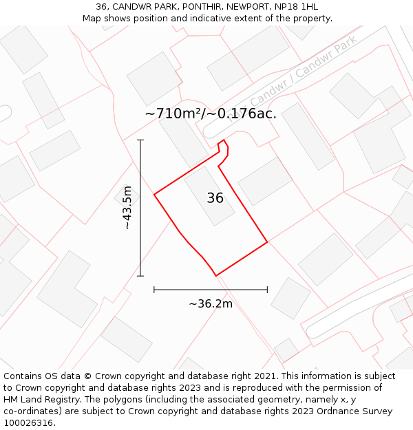 36, CANDWR PARK, PONTHIR, NEWPORT, NP18 1HL: Plot and title map
